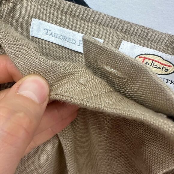 Vintage Talbots Beige Irish Linen Cropped Straight Leg Pants Size L Petite - Picture 9 of 9
